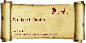 Mattoni Andor névjegykártya